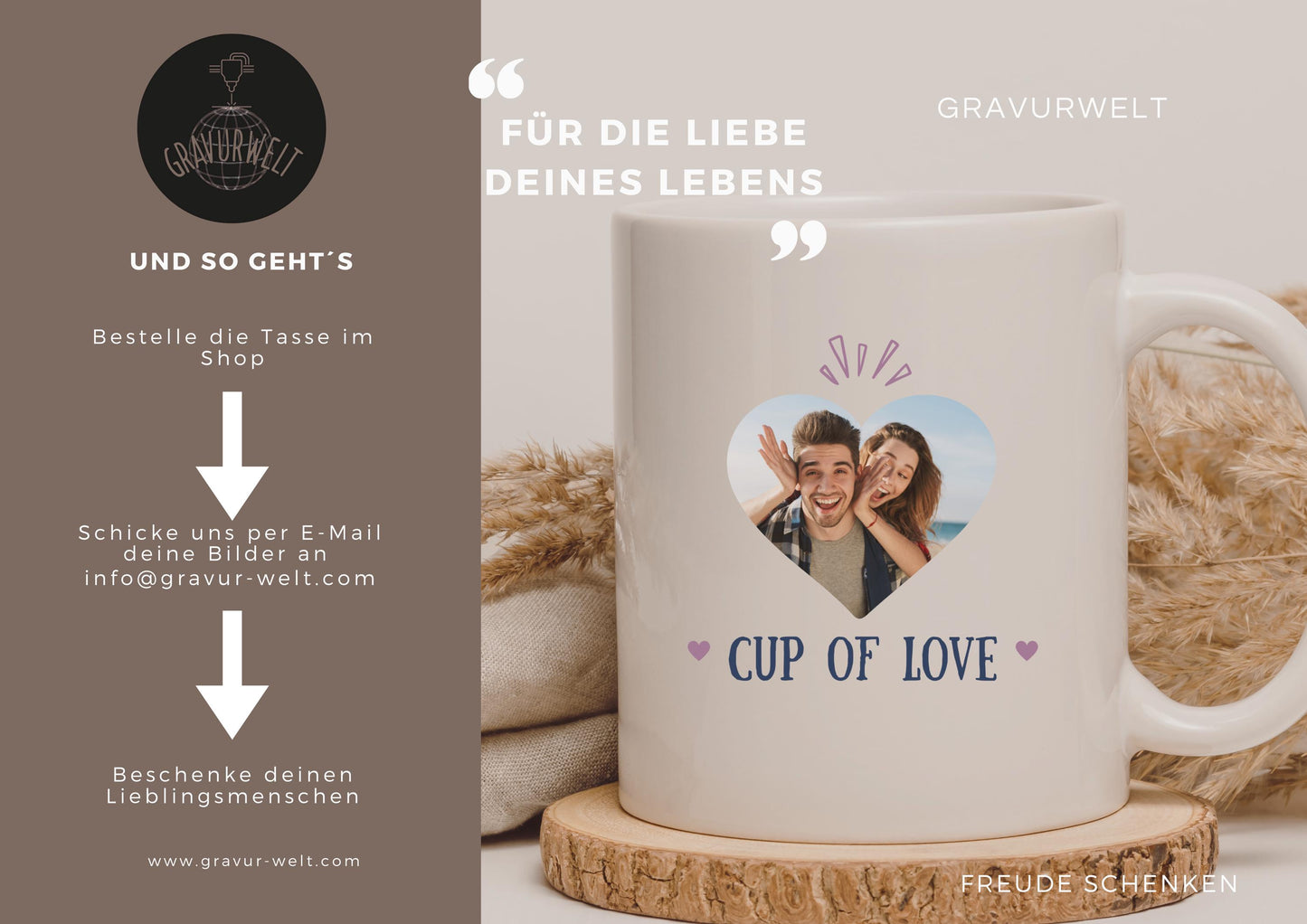 Eure persönliche Pärchen-Tasse – 330ml Liebe zum Festhalten für Sie und Ihn