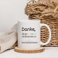 Personalisierte Tasse Erzieherin Abschied – Danke Spruch Kindergarten Geschenk – Keramiktasse 330ml mit Namen Kita Gruppe