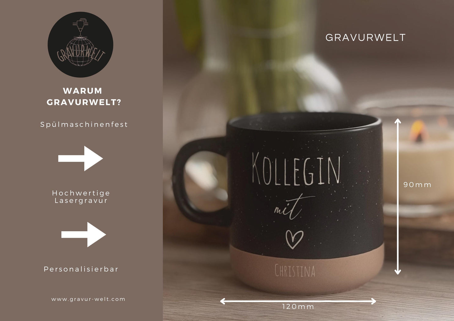 Tasse personalisierbar Kollegin mit Herz – Stilvolle Geschenkidee Büro Freundin Kaffeetasse individuell gestaltet