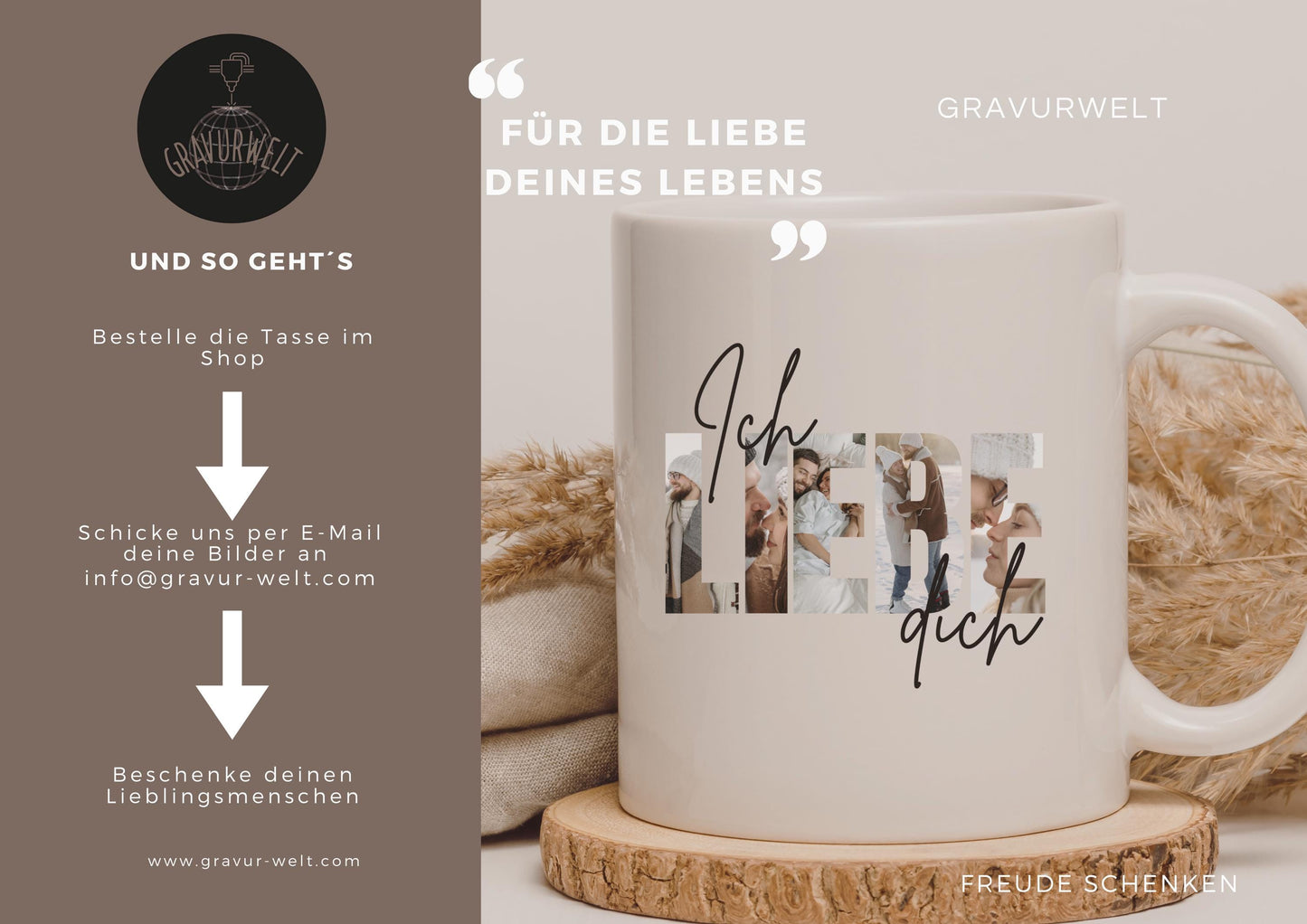 Pärchen Tasse 330ml mit Liebesmotiv – Persönliches Geschenk für Paare, Liebe zum Festhalten, Kaffeetasse Partnerbecher