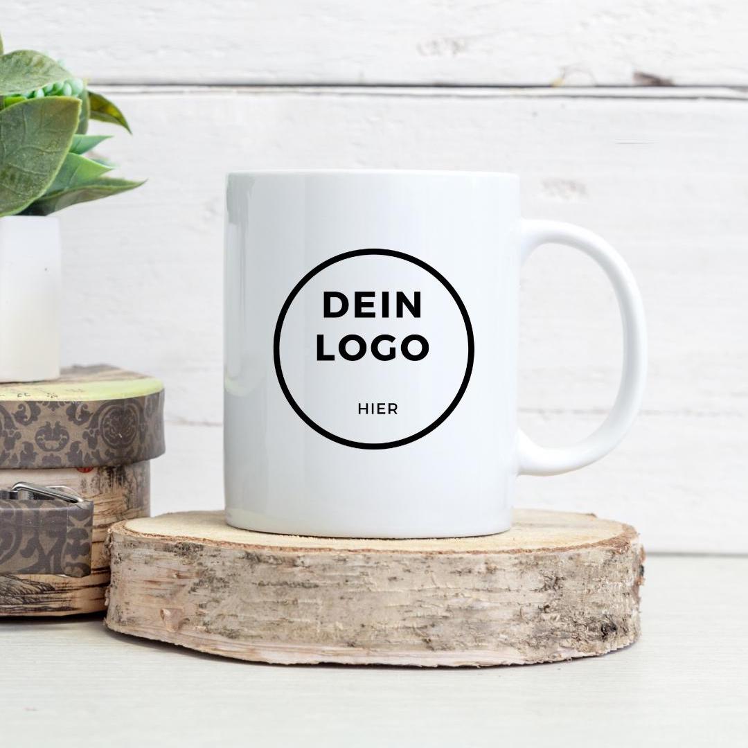 Werbetasse mit Logo – Personalisierte Tasse 330ml | Bedruckte Tasse als Werbegeschenk | Spülmaschinenfest | Ab 1 Stück