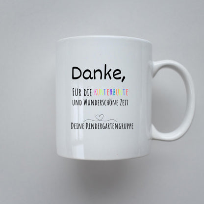 Personalisierte Tasse Erzieherin Abschied – Danke Spruch Kindergarten Geschenk – Keramiktasse 330ml mit Namen Kita Gruppe