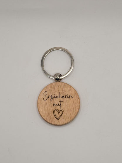 Personalisierbarer Holz-Schlüsselanhänger –Gravur mit Wunschtext/Logo | Geschenkidee für Männer & Frauen | Naturmaterial | Custom Keychain