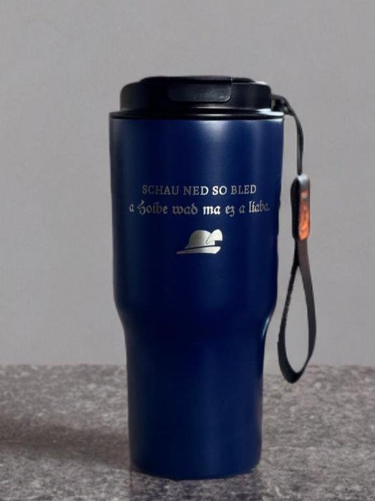 Geschenk zum Vatertag "schau ed so Bled"  – Edelstahl Thermobecher 550ml mit Gravur & Drehverschluss