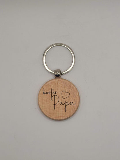 Personalisierbarer Holz-Schlüsselanhänger –Gravur mit Wunschtext/Logo | Geschenkidee für Männer & Frauen | Naturmaterial | Custom Keychain