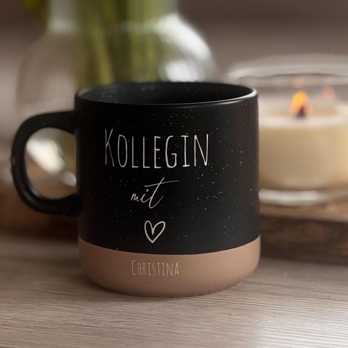 Tasse personalisierbar Kollegin mit Herz – Stilvolle Geschenkidee Büro Freundin Kaffeetasse individuell gestaltet