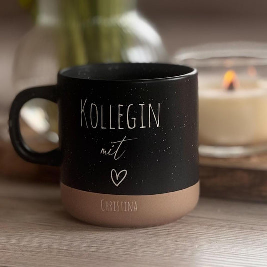 Tasse personalisierbar Kollegin mit Herz – Stilvolle Geschenkidee Büro Freundin Kaffeetasse individuell gestaltet
