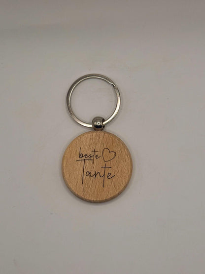 Personalisierbarer Holz-Schlüsselanhänger –Gravur mit Wunschtext/Logo | Geschenkidee für Männer & Frauen | Naturmaterial | Custom Keychain
