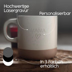 Personalisierbare Keramik Tasse Muttertag Geschenk | Trendige Kaffeetasse mit Gravur "Mama"& Herzmotiv | Stilvoll, Geschenkidee für Sie Ihn