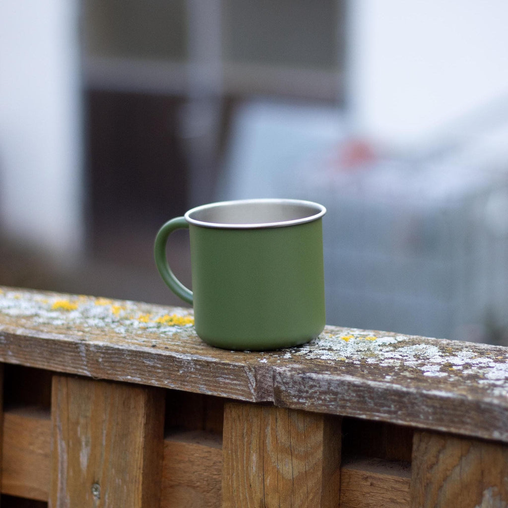 Outdoor Tasse aus Edelstahl 300ml   Outdoor Becher für Wandern & Camping  Grün oder Schwarz