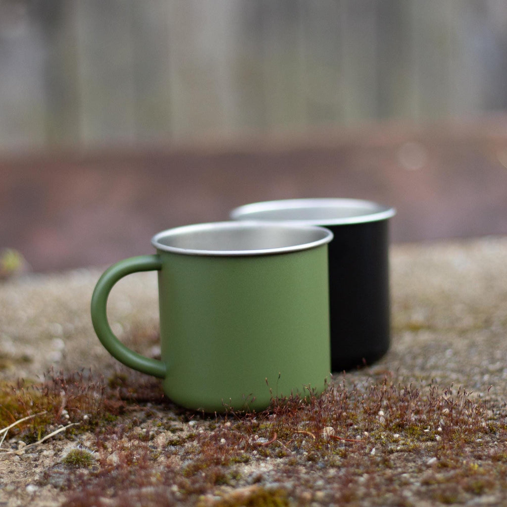 Outdoor Tasse aus Edelstahl 300ml   Outdoor Becher für Wandern & Camping  Grün oder Schwarz