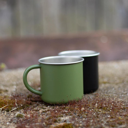 Outdoor Tasse aus Edelstahl 300ml   Outdoor Becher für Wandern & Camping  Grün oder Schwarz