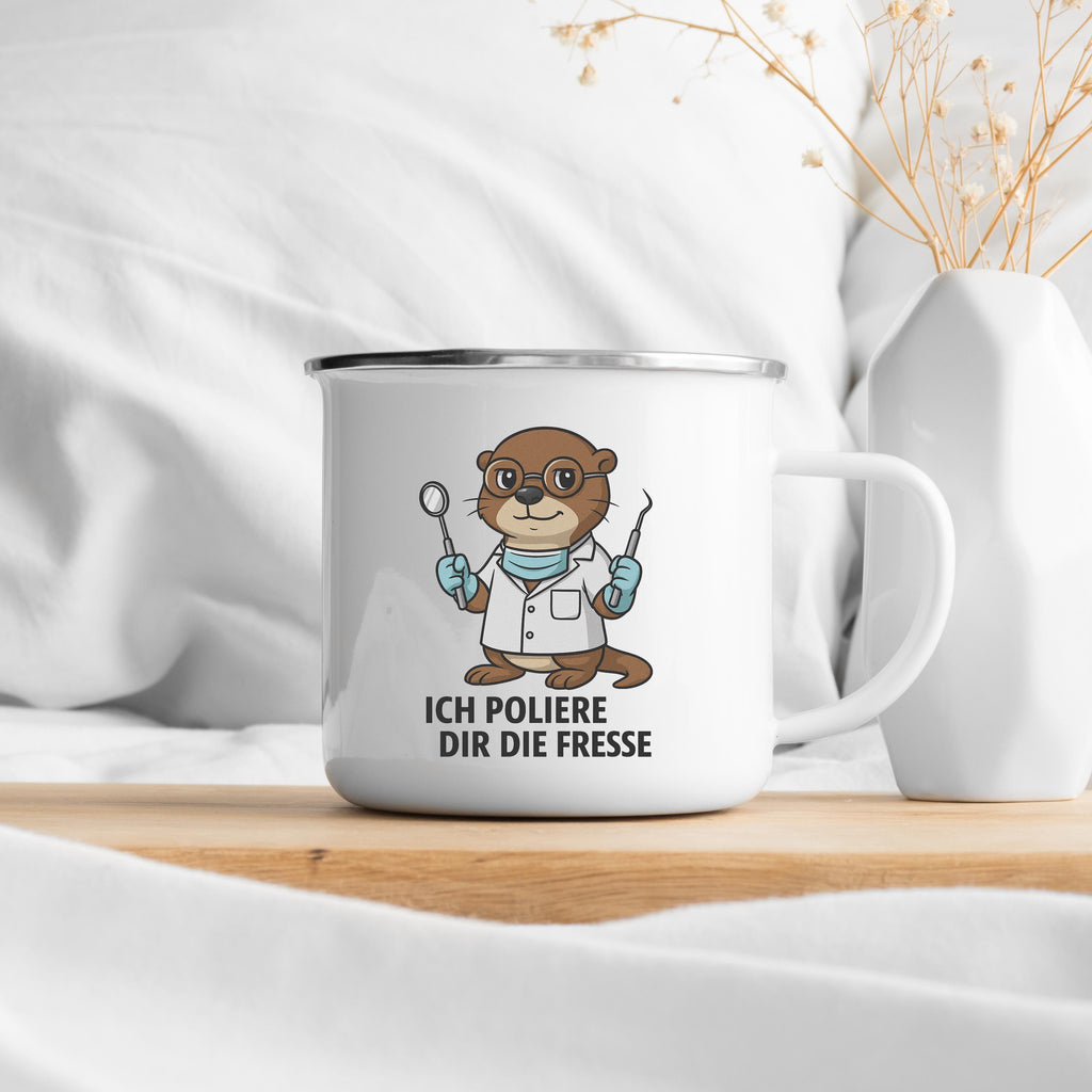 Lustige Emaille-Tasse mit Tiermotiv  300ml | Hochwertiger Sublimationsdruck | Geschenkidee für Kollegen & Freunde