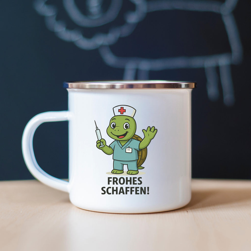 Lustige Emaille-Tasse mit Tiermotiv  300ml | Hochwertiger Sublimationsdruck | Geschenkidee für Kollegen & Freunde