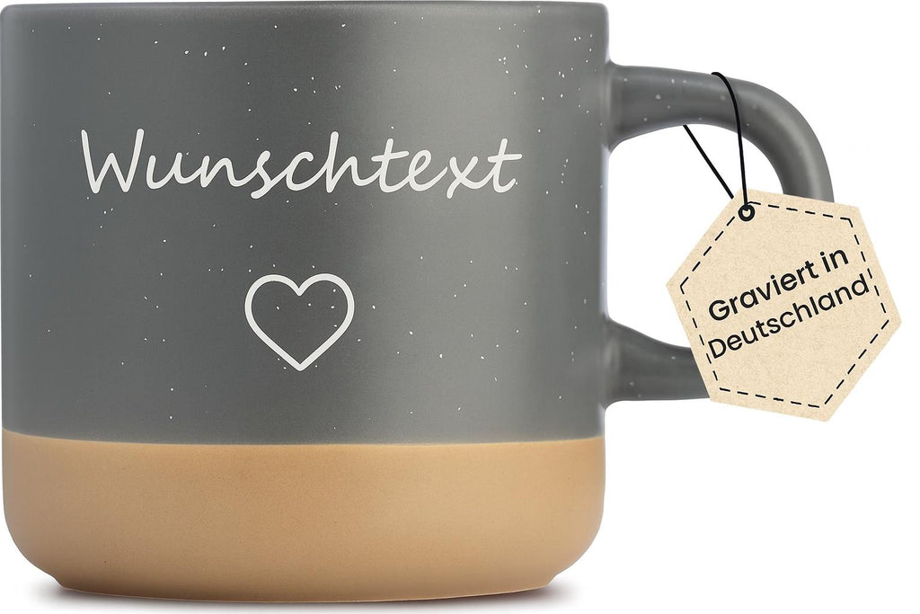 Personalisierte Tasse mit Wunschtext  Geschenk mit Text nach Wahl  Gravierte Keramiktasse  individuell & spülmaschinenfest  360 ml