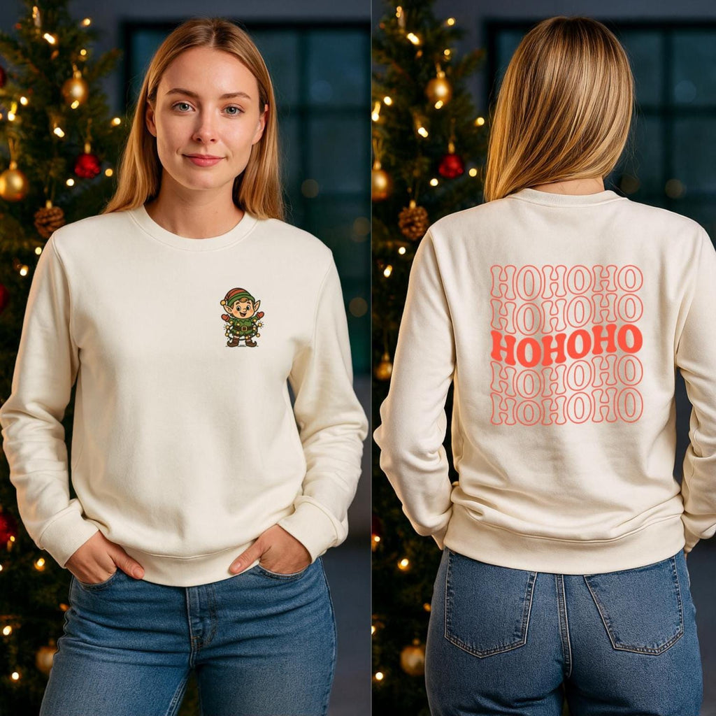 HoHoHo Elf Christmas Sweater | Cozy X-Mas Sweater | Frohe Weihnachten Pullover | Geschenk für Frauen & Männer | Retro Christmas Sweater