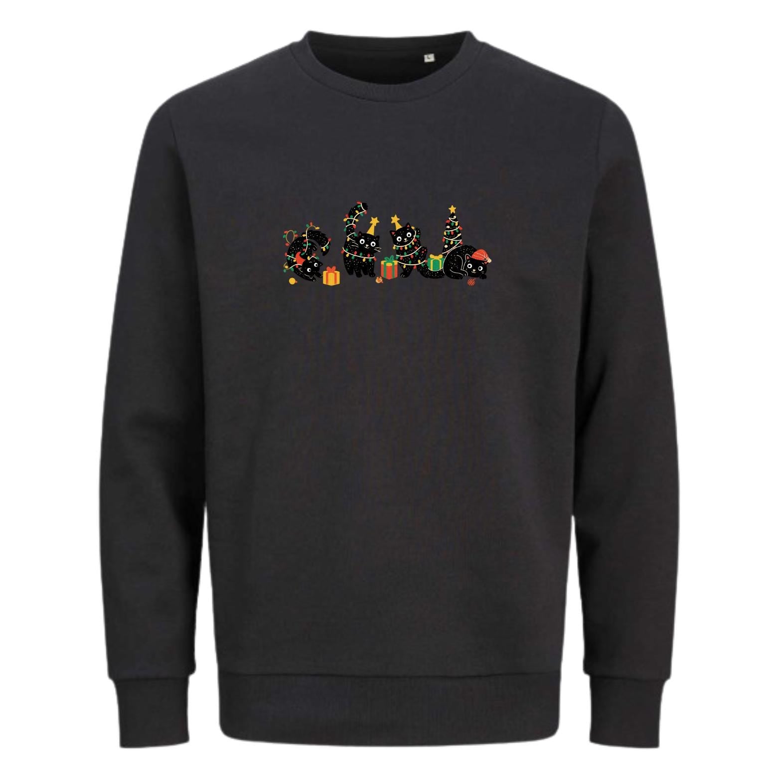 HoHoHo Cats Christmas Sweater | Cozy X-Mas Sweater | Frohe Weihnachten Pullover | Geschenk für Frauen & Männer | Retro Christmas Sweater