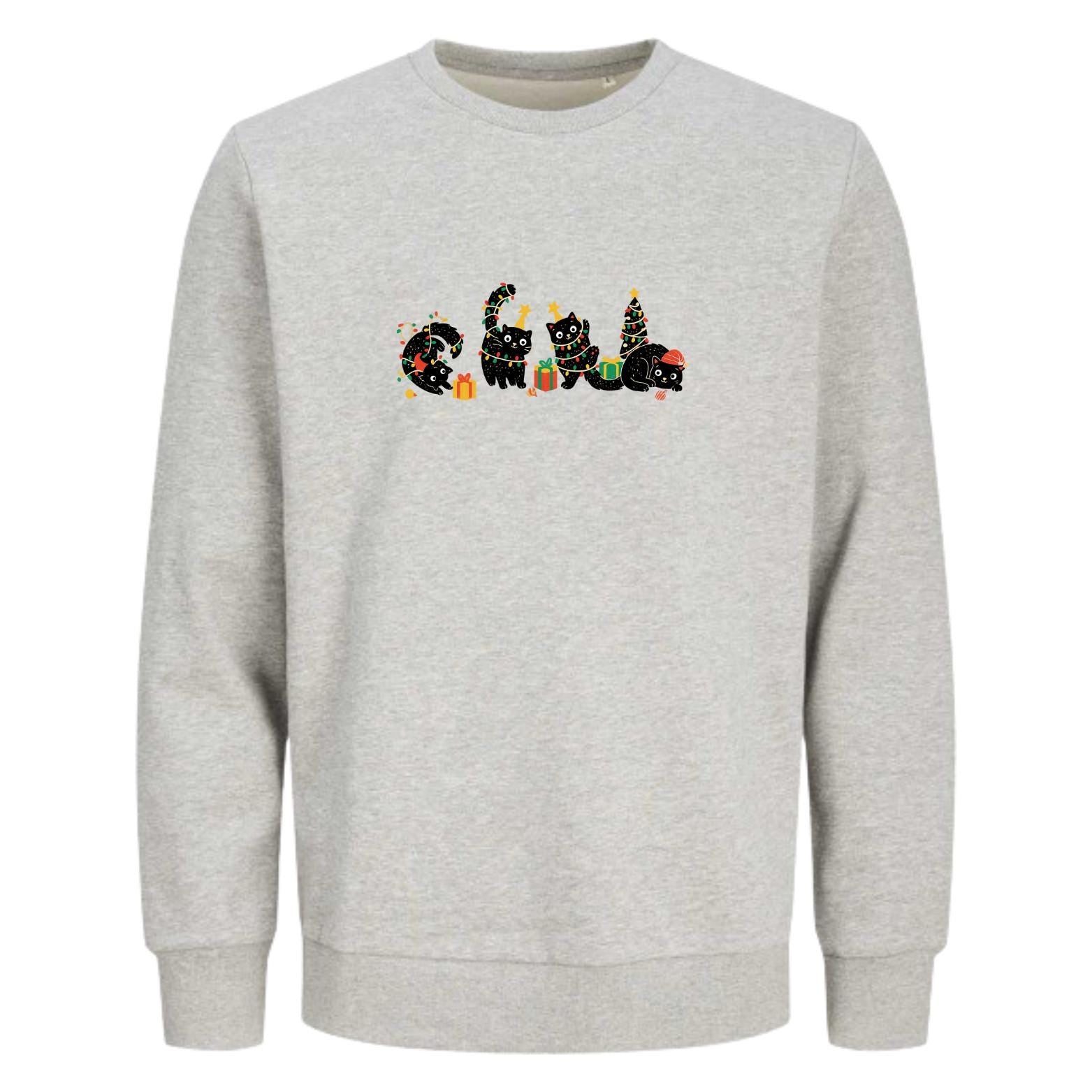 HoHoHo Cats Christmas Sweater | Cozy X-Mas Sweater | Frohe Weihnachten Pullover | Geschenk für Frauen & Männer | Retro Christmas Sweater