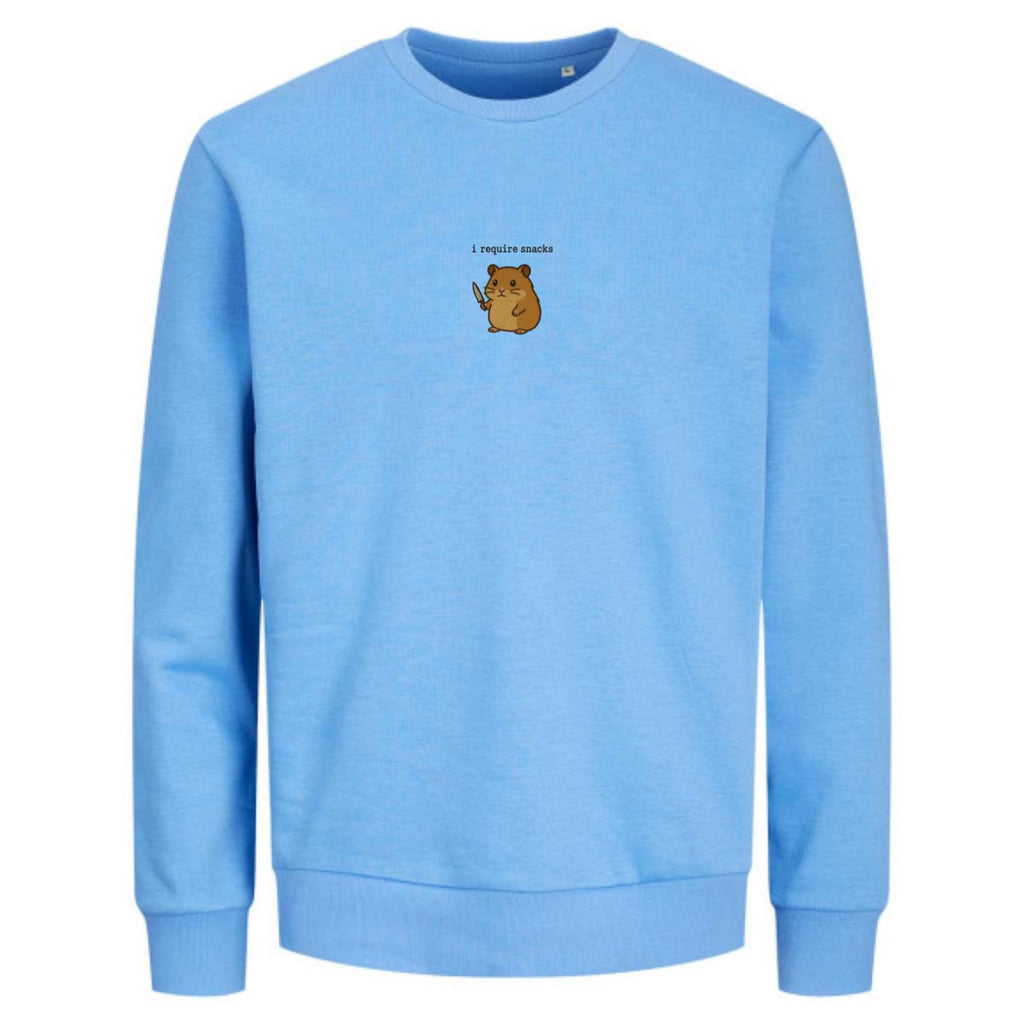 I Require Snacks Sweater | Lustiger Hamster Pullover | Unisex Bio-Sweatshirt | Tiermotiv Geschenk | Winter Outfit | Snack Lover |