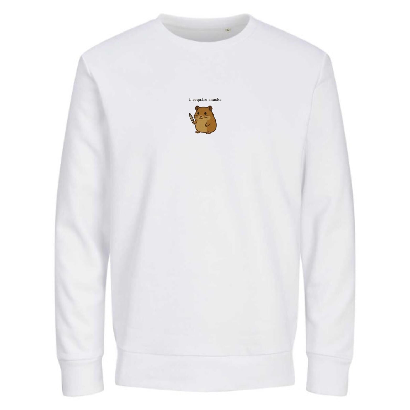 I Require Snacks Sweater | Lustiger Hamster Pullover | Unisex Bio-Sweatshirt | Tiermotiv Geschenk | Winter Outfit | Snack Lover |