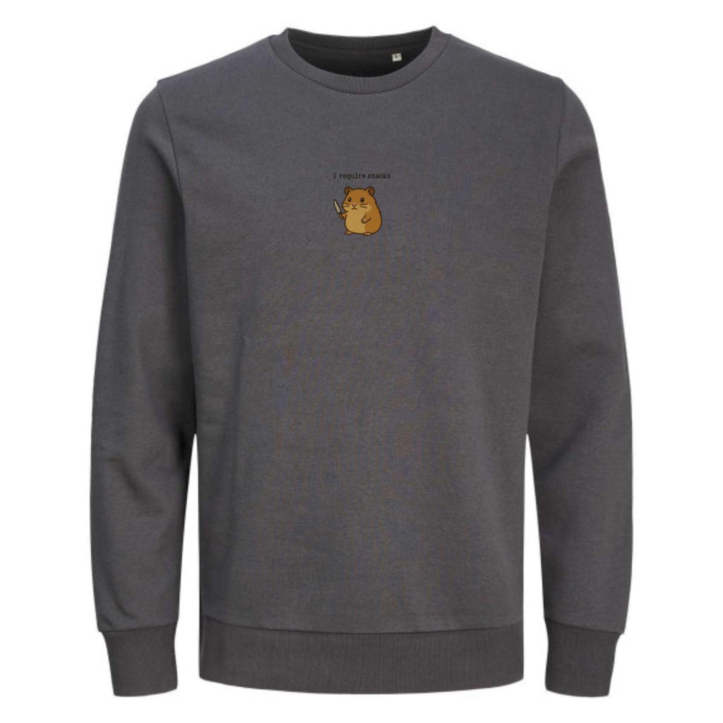I Require Snacks Sweater | Lustiger Hamster Pullover | Unisex Bio-Sweatshirt | Tiermotiv Geschenk | Winter Outfit | Snack Lover |