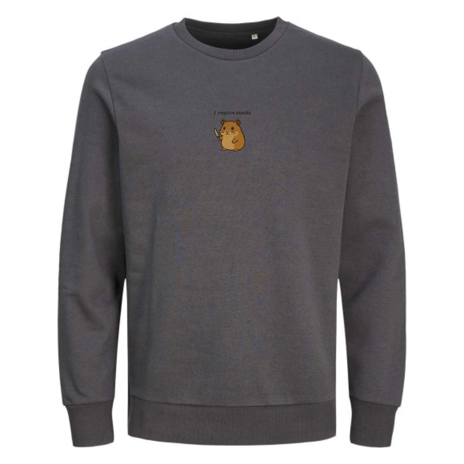 I Require Snacks Sweater | Lustiger Hamster Pullover | Unisex Bio-Sweatshirt | Tiermotiv Geschenk | Winter Outfit | Snack Lover |