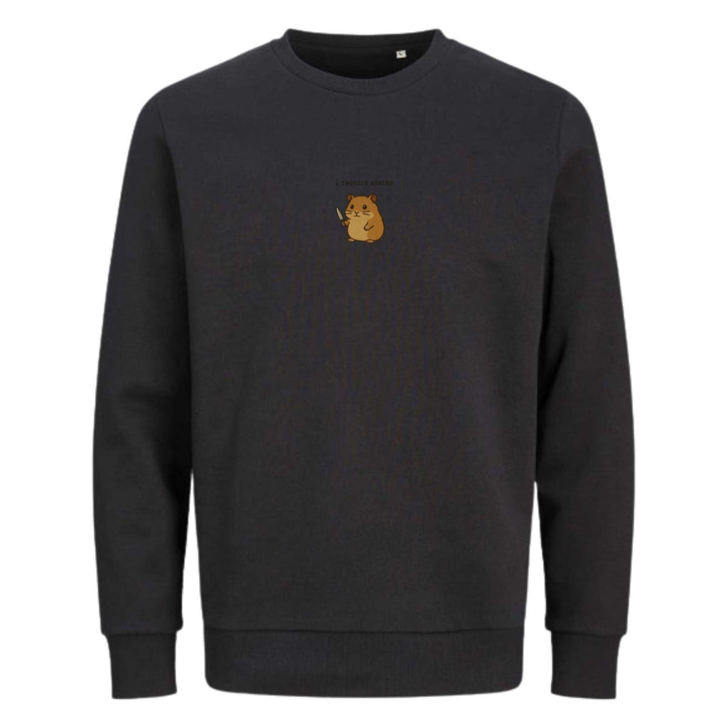 I Require Snacks Sweater | Lustiger Hamster Pullover | Unisex Bio-Sweatshirt | Tiermotiv Geschenk | Winter Outfit | Snack Lover |