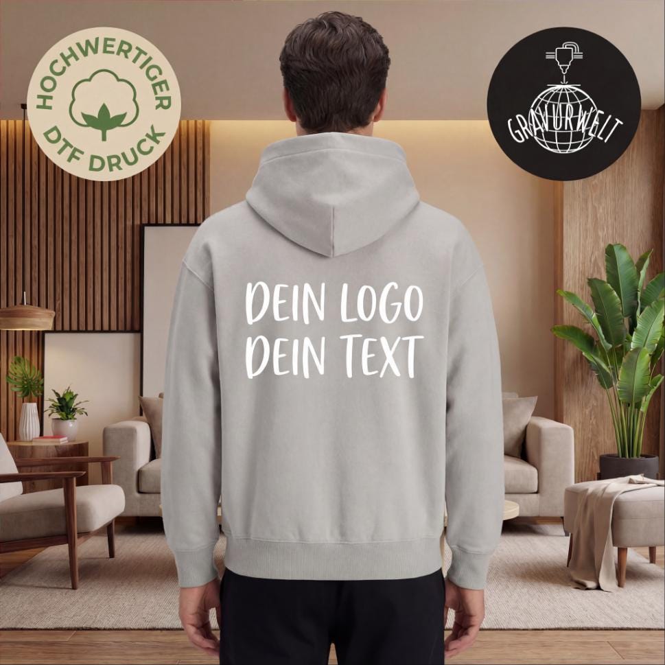 Personalisierter Hoodie mit eigenem Logo & Text | Unisex | Firmenkleidung | Teamwear | Hochwertiger DTF Druck