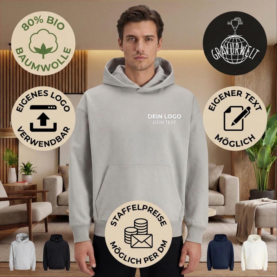 Personalisierter Hoodie mit eigenem Logo & Text | Unisex | Firmenkleidung | Teamwear | Hochwertiger DTF Druck