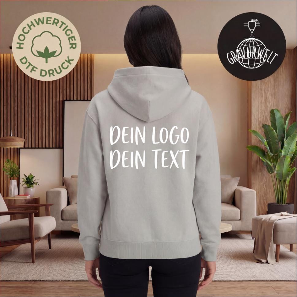 Personalisierter Hoodie mit eigenem Logo & Text | Unisex | Firmenkleidung | Teamwear | Hochwertiger DTF Druck