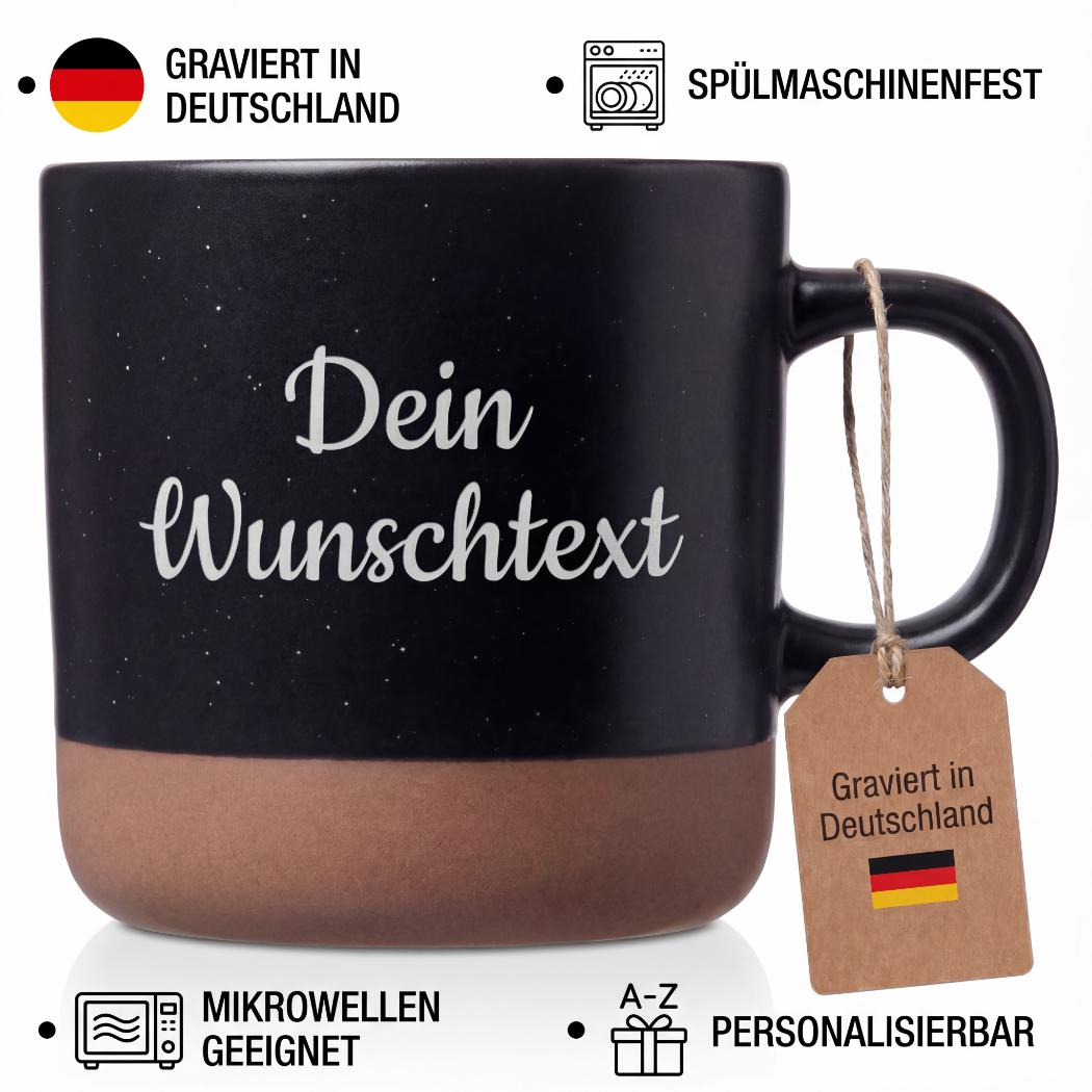 Personalisierte Tasse mit Wunschtext,Gravierte Keramiktasse,Kaffeetasse individuell,Geschenk mit Text,Spülmaschinenfest,360 ml Geschenkidee