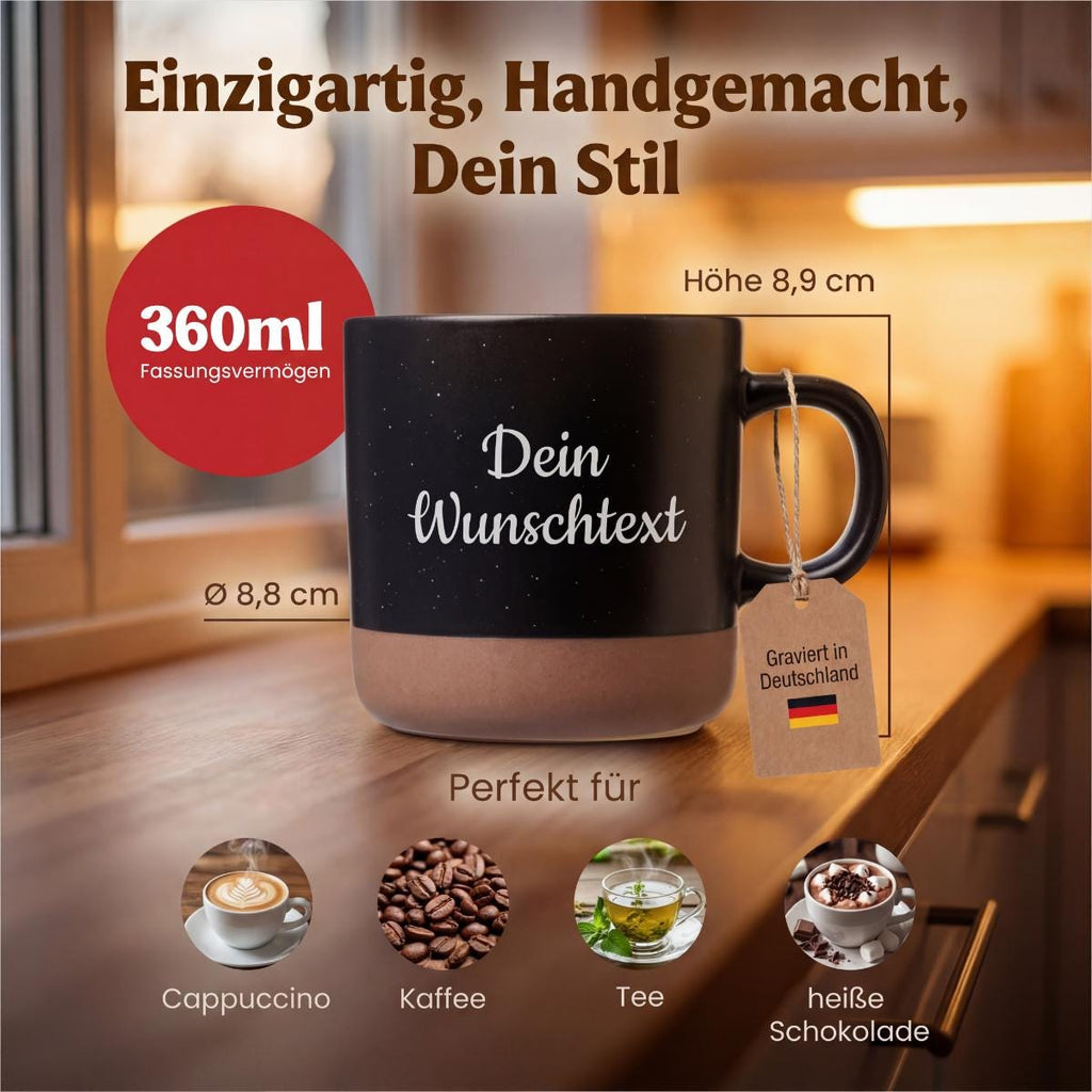 Personalisierte Tasse mit Wunschtext,Gravierte Keramiktasse,Kaffeetasse individuell,Geschenk mit Text,Spülmaschinenfest,360 ml Geschenkidee