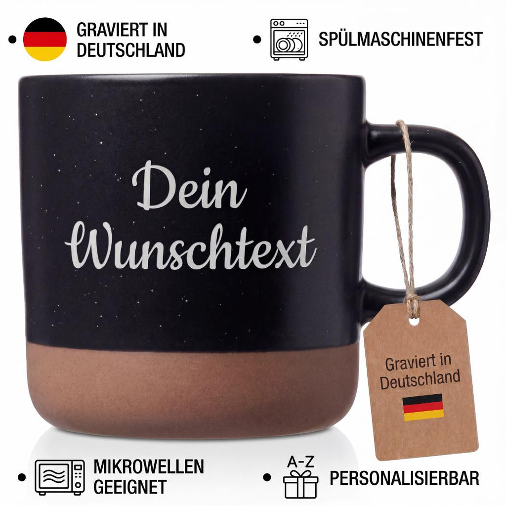 Personalisierte Tasse mit Wunschtext  Geschenk mit Text nach Wahl  Gravierte Keramiktasse  individuell & spülmaschinenfest  360 ml