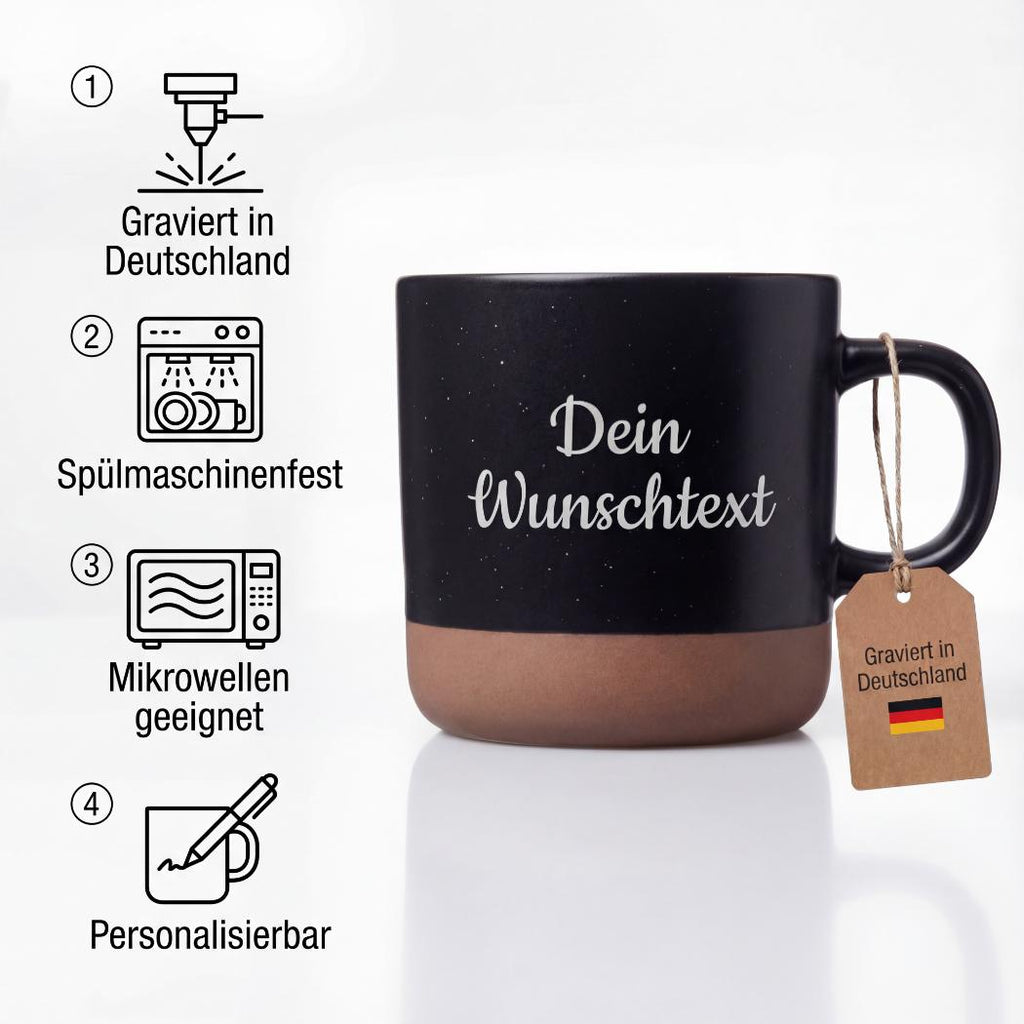 Personalisierte Tasse mit Wunschtext  Geschenk mit Text nach Wahl  Gravierte Keramiktasse  individuell & spülmaschinenfest  360 ml