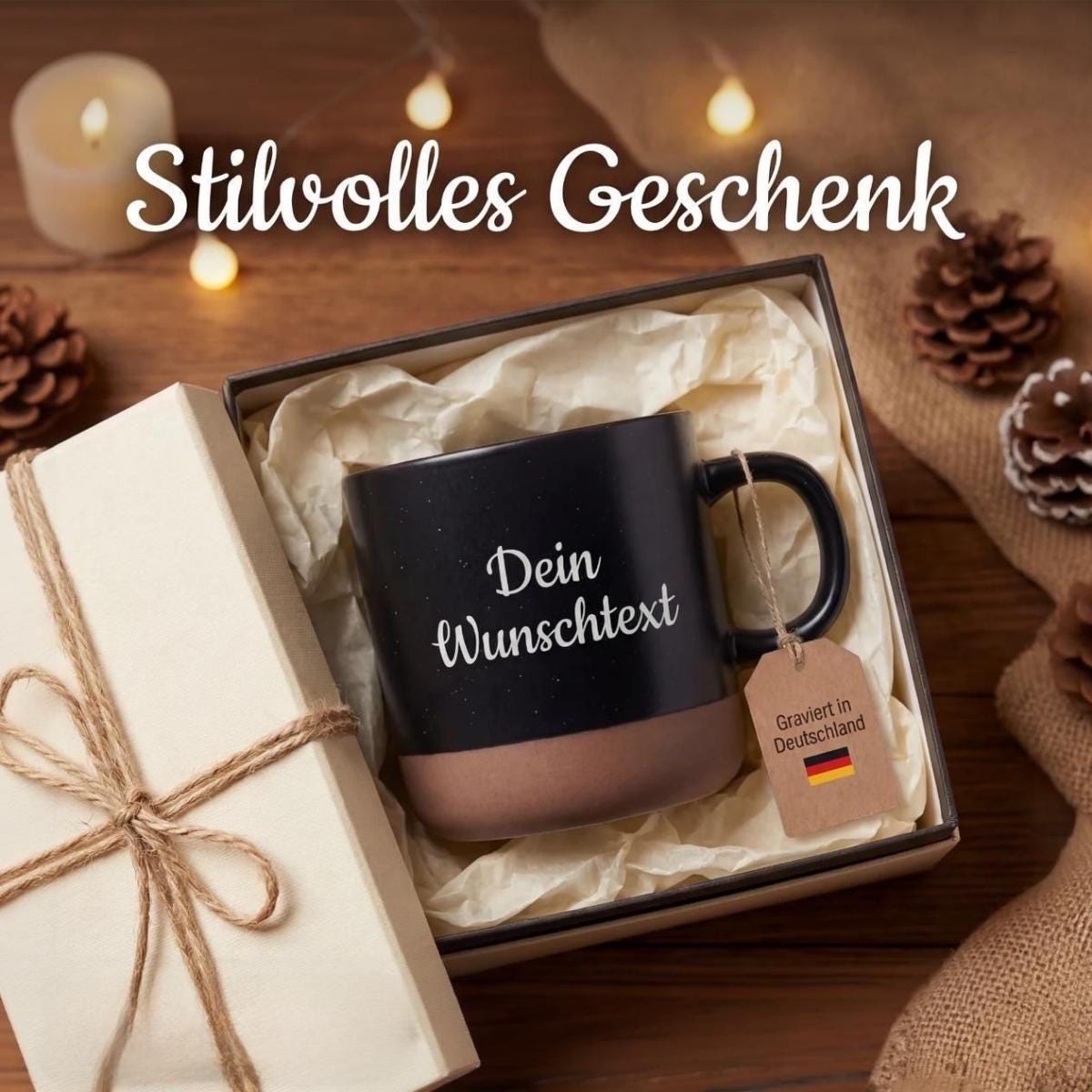 Personalisierte Tasse mit Wunschtext,Gravierte Keramiktasse,Kaffeetasse individuell,Geschenk mit Text,Spülmaschinenfest,360 ml Geschenkidee