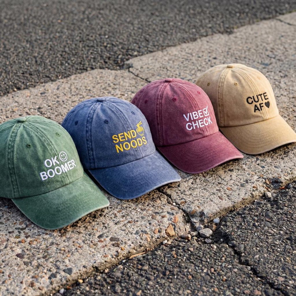 Individuelle bestickte Vintage Cap | Personalisierte Logo Text Dad Cap mit Wunschmotiv, Retro Baseball Style, Unisex Streetwear Geschenk