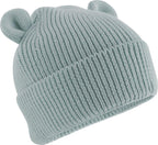 Personalisierte Baby Mütze aus Bio Baumwolle mit Namen bestickt, Baby Beanie mit Ohren, Neugeborenen Geschenk 12M-24M