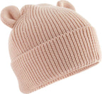 Personalisierte Baby Mütze aus Bio Baumwolle mit Namen bestickt, Baby Beanie mit Ohren, Neugeborenen Geschenk 12M-24M