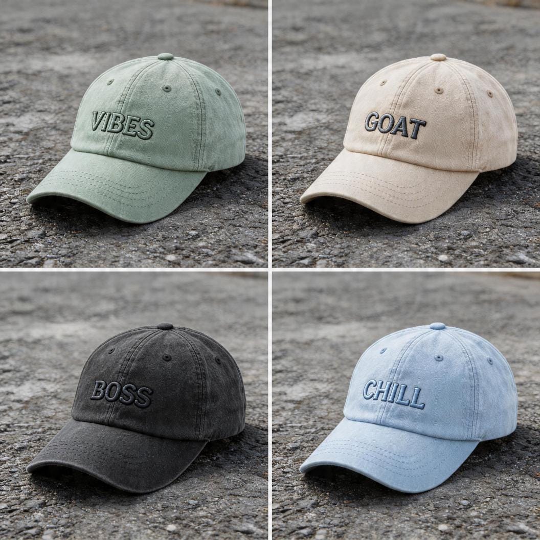 Individuelle bestickte Vintage Cap | Personalisierte Logo Text Dad Cap mit Wunschmotiv, Retro Baseball Style, Unisex Streetwear Geschenk