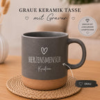 Personalisierte Keramiktasse mit Gravur Herzensmensch“ | 360 ml Tasse mit Namen, Geschenk für Frauen & Männer, Kaffee,Tee,Spülmaschinenfest