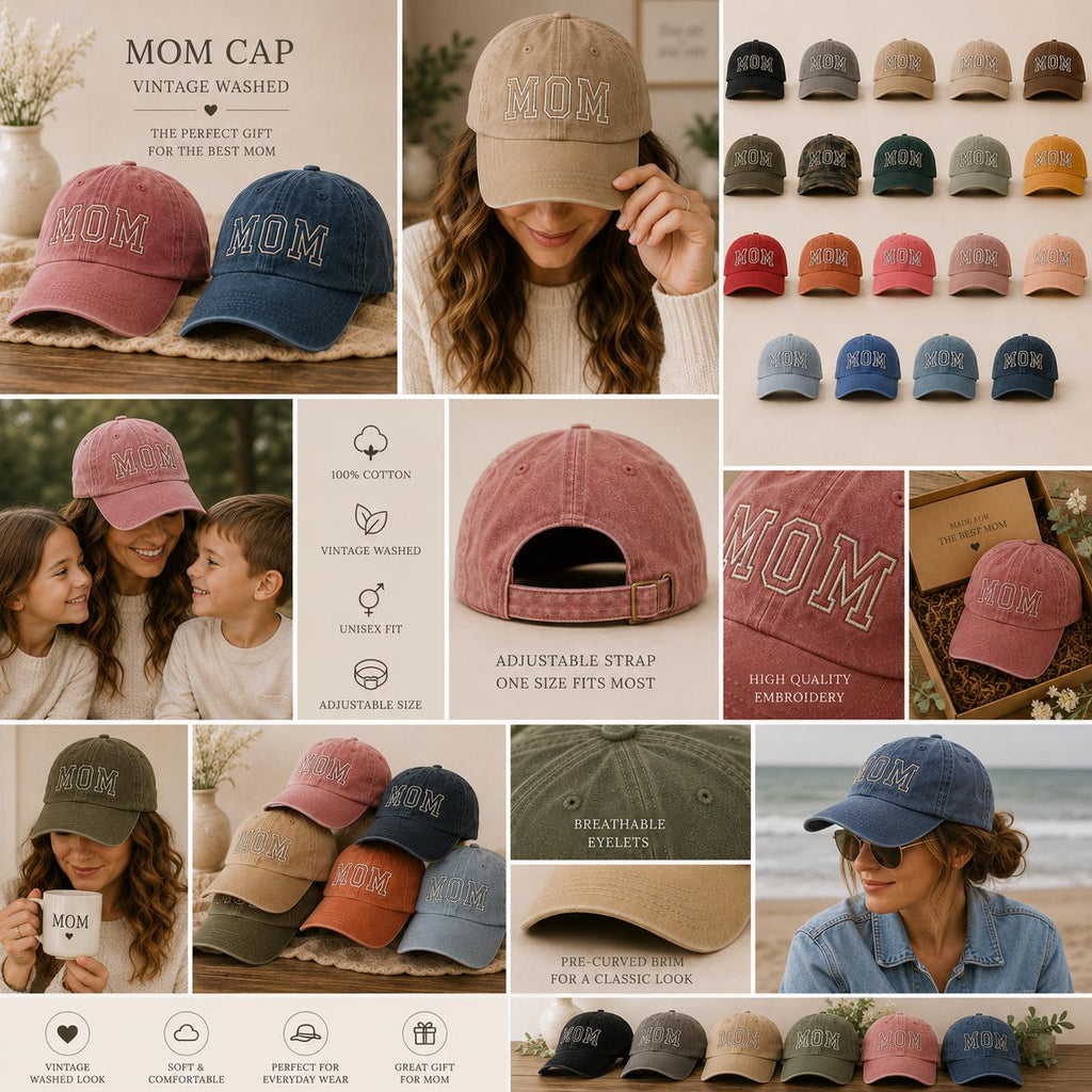 Vintage Cap für Papa oder Mama, personalisierte bestickte Retro Dad & Mom Cap, unisex Streetwear Baseball Hat, Geschenk für Frauen und Damen