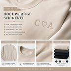 Personalisiertes Sweatshirt mit Initialen & Herz  Bestickter Unisex Oversized Sweater  Geschenk für Paare  Jahrestag   Couple Sweater