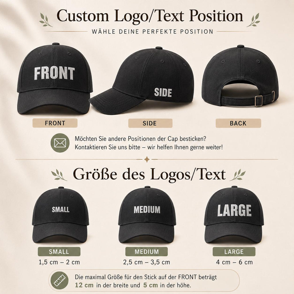 Individuelle bestickte Vintage Cap | Personalisierte Logo Text Dad Cap mit Wunschmotiv, Retro Baseball Style, Unisex Streetwear Geschenk