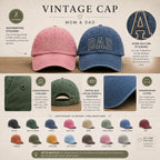 Vintage Cap für Papa oder Mama, personalisierte bestickte Retro Dad & Mom Cap, unisex Streetwear Baseball Hat, Geschenk für Frauen und Damen