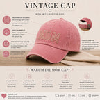 Vintage Cap für Papa oder Mama, personalisierte bestickte Retro Dad & Mom Cap, unisex Streetwear Baseball Hat, Geschenk für Frauen und Damen