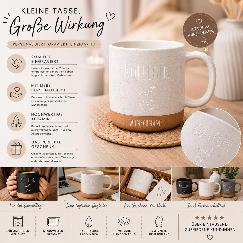 Personalisierbarer Keramikbecher Kollegin mit Herz“ | Geschenkidee für Mama, Freundin & Lieblingskollegin | Muttertag personalisierte Tasse