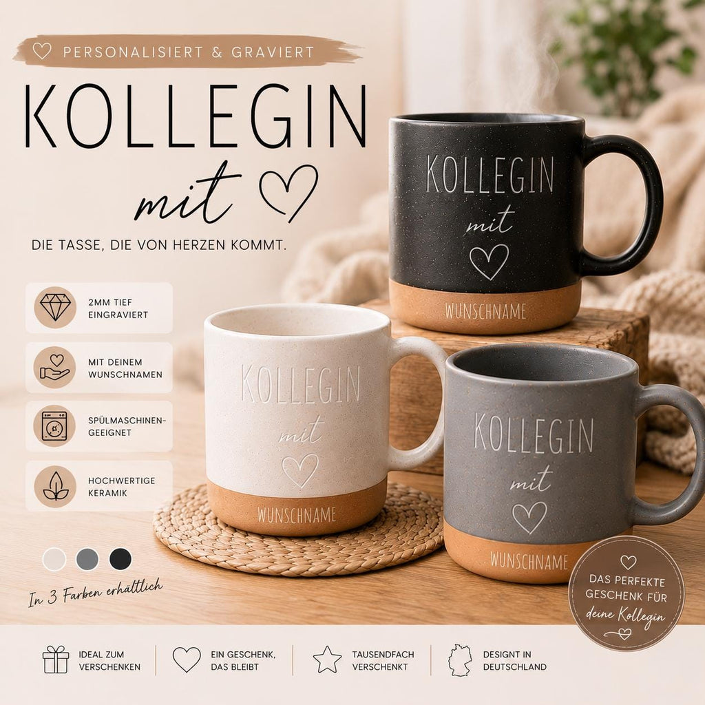 Personalisierbarer Keramikbecher Kollegin mit Herz“ | Geschenkidee für Mama, Freundin & Lieblingskollegin | Muttertag personalisierte Tasse