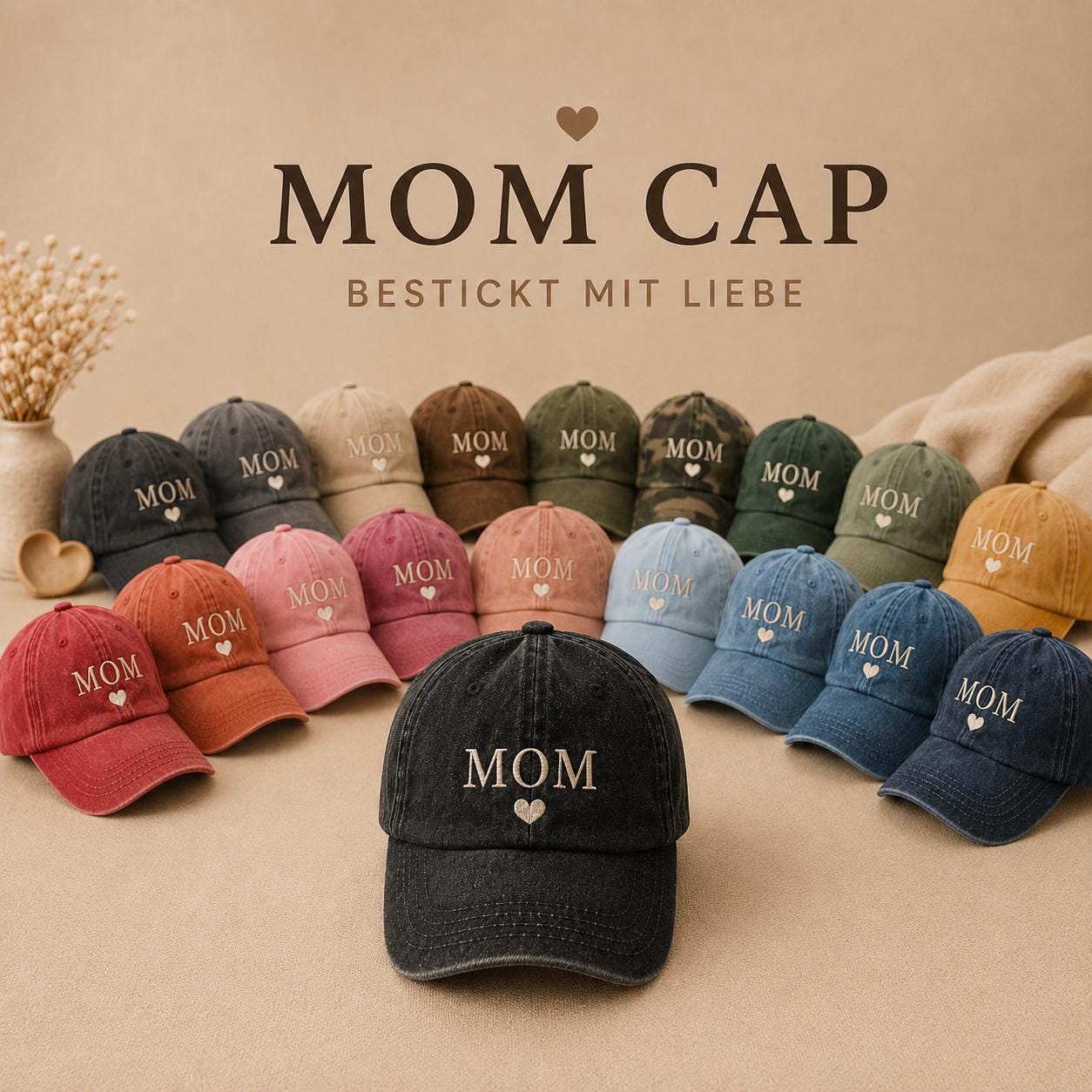 MOM Cap Bestickt | Vintage Baseball Cap für Mama | Gestickte Mütze | Muttertagsgeschenk | Geschenk für Mama | Baumwoll Cap Damen